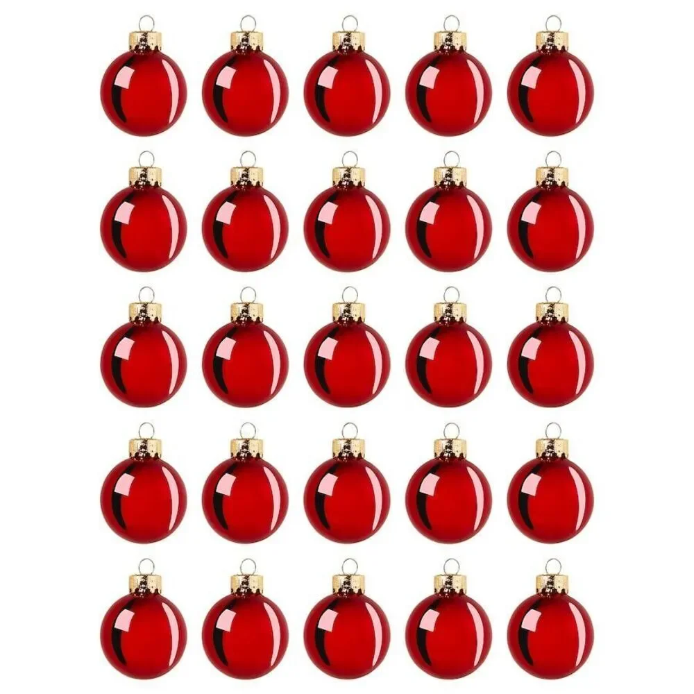 Ikea Vinterfint Ornaments Red Glass Set of 25 1 ½